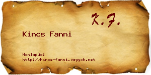Kincs Fanni névjegykártya